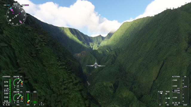 Flying a T-38 Talon through a canyon in Reunion