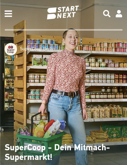 Screenshot der StartNext Crowdfunding Webseite: SuperCoop - Dein Mitmach-Supermarkt