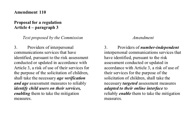 IMCO rapport on Chat Control, som fjerner krav om aldersverifikation.
