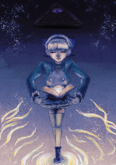 Alice Elliot of Shadow Hearts fame preparing a powerful spell as the ominous-looking pyramid watches over her...and YOU