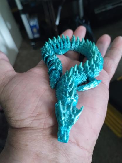 A green(ish) ice dragon using multi-color pla
