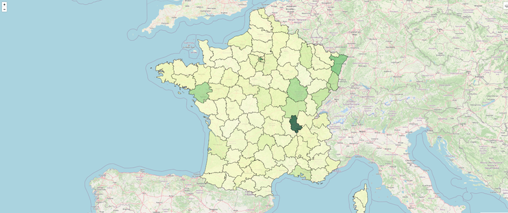 carte des votes pirates en France, premiers représentés Lyon, Paris, Strasbourg, Nantes