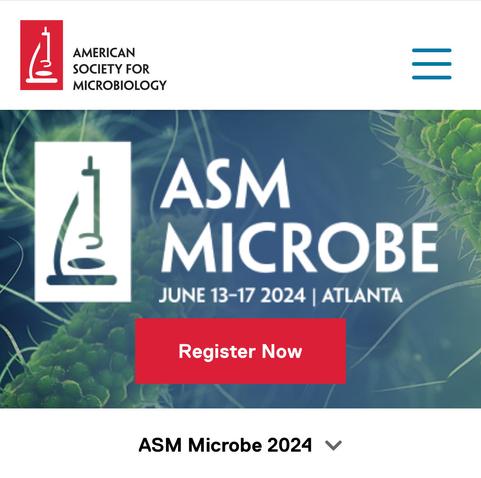 The logo and dates for the conference ASM Microbe
