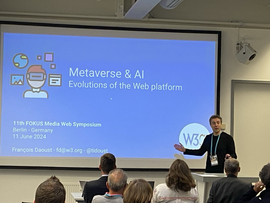 François Daoust, w3c, presents at the Media Web Symposium 2024