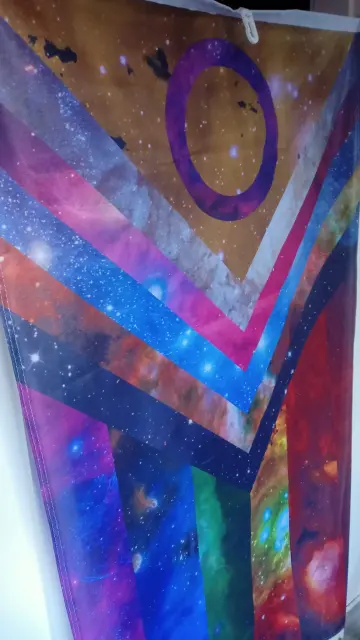 One of the two Progress Pride flags I had in the mail today, composed from space photography!