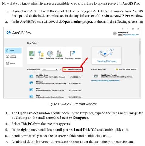 graphic - book page - setting up ArcGIS Pro