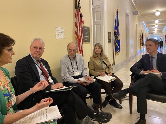 A meeting of Citizens’ Climate Lobby lobbyists with Representative & Majority Whip Tom Emmer’s staff in the halls of Congress