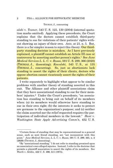 Excerpt of Clarence Thomas opinion
