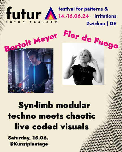 poster advertising the gig of Bertolt Meyer and Flor de Fuego at our Festival