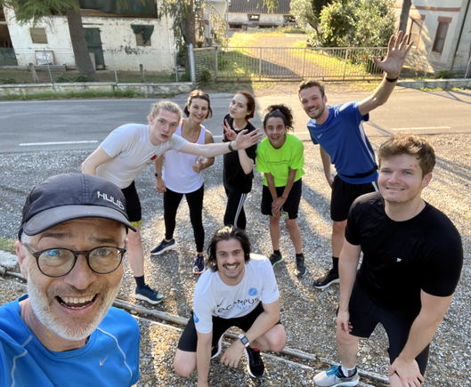 Day 5 of ISWS2024 running. The core group of 8 runners at the usual turning point...