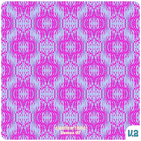 Text - -clasticartistic-, Demos 07, Pattern - Bright pink glitches on blue-grey, Corner - V.2 (Pattern Book V.2)