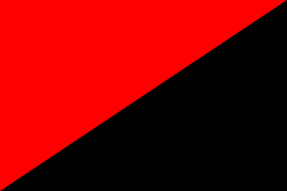 Half black, half red flag of Anarchism/ anarcho syndicalism , anarchocommunism