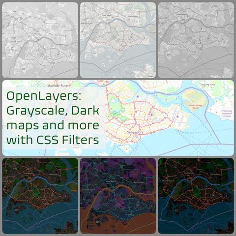 Cover image with map views styled by different filters