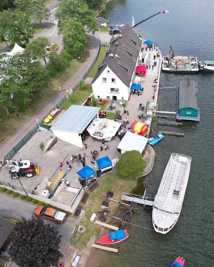 Luftaufnahme: Tag der offenen Tür an der Diemeltalsperre auf dem Geländes des Außenbezirks Diemeltalsperre des Wasserstraßen- und Schifffahrtsamtes Weser.