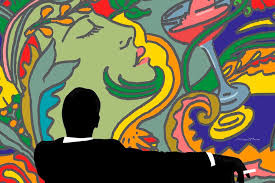 Illustration of Don Draper from the Mad Men show experiencing an acid trip