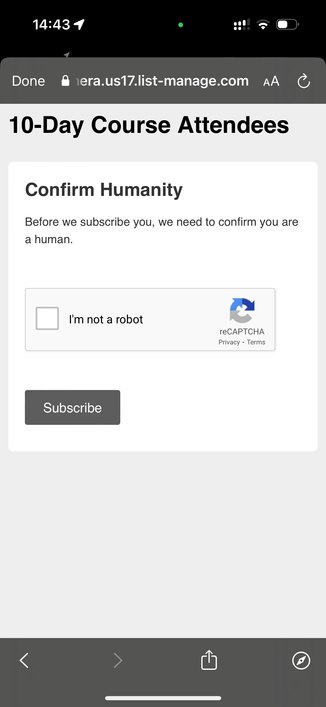 A reCAPTCHA page titled 'Confirm Humanity'
