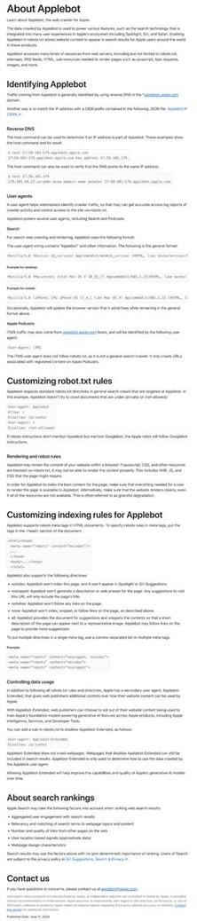 Apple updates its Applebot documentation