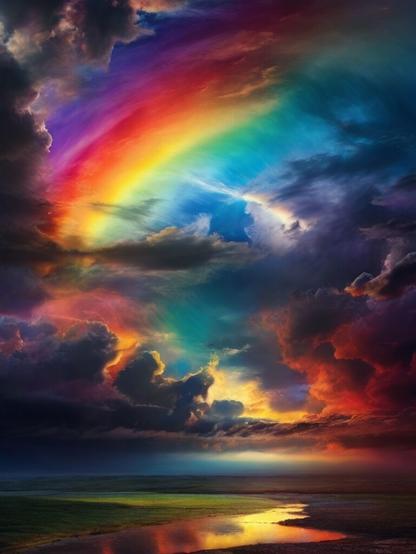 ②«Generated by LeonardoDiffusion»
(Professional photography: rainbow sky), (A glimmer of hope you've been searching for), (Chaotic beauty), (best-quality)