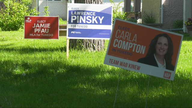 Election lawn signs in Winnipeg Manitoba