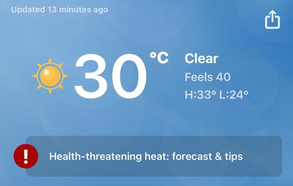 86F feeling like 104F. 💦