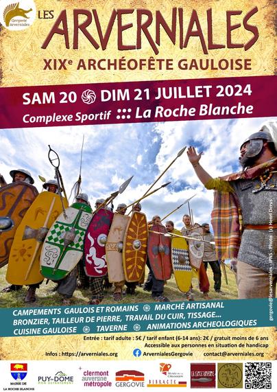 Affiche des 19ème Arverniales, montrant une troupe de gaulois.
les éléments d'informations sont repris dans le toot