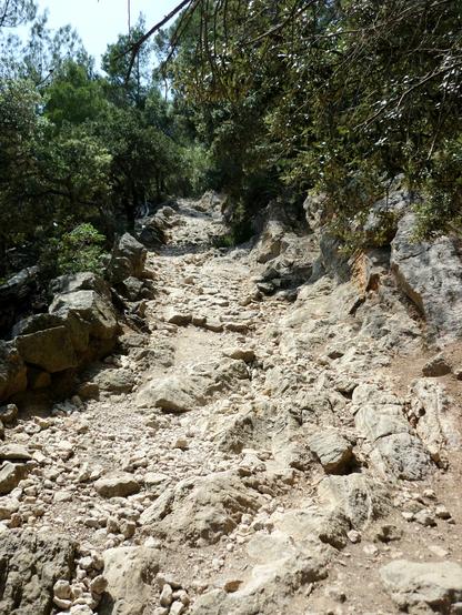 Ein Wanderweg auf Mallorca, mit Geschichte, in den Fels gehauen. Foto von 2011