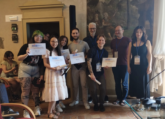 Winners of the ISWS 2024 best paper award together with their tutor Sebastian Rudolph and the two directors of the school Valentina Presutti and Harald Sack