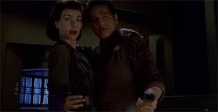 Chakotay holding Seska by the waist