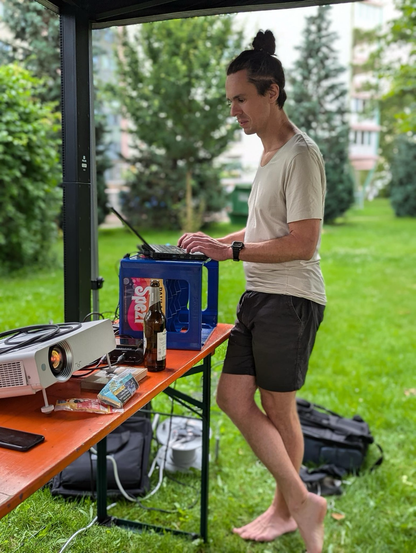 Me live coding outdoors at fête de la musique Zwickau 2024