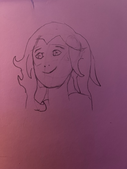 A rough sketch of Abagail from Stardew looking into the distance.