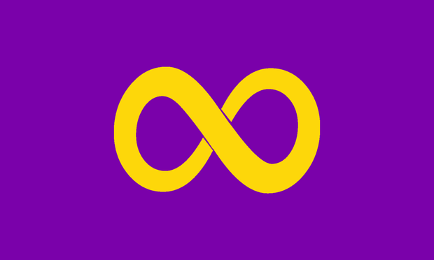 A yellow infinity loop on a purple background, designed to evoke the intergender flag.