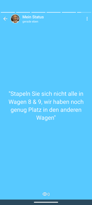 Durchsage im ICE: Stapeln Sie sich nicht alle in Wagen 8 & 9, wir haben noch genug Platz in den anderen Wagen.