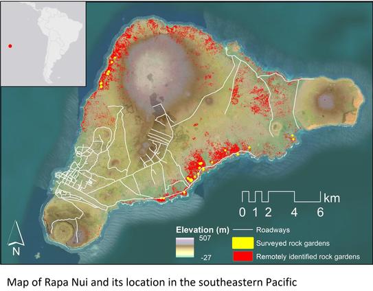 map - Rapa Nui and its location in the southeastern Pacific