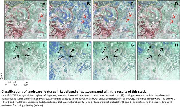 maps / remotesensing images - Classifications of landscape features in Ladefoged et al. compared with the results of this study.
