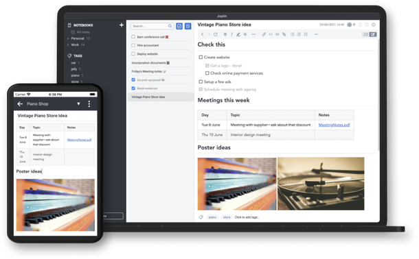 Image plutôt décorative qui est un aperçu de l'app sur smartphone et sur écran de PC.