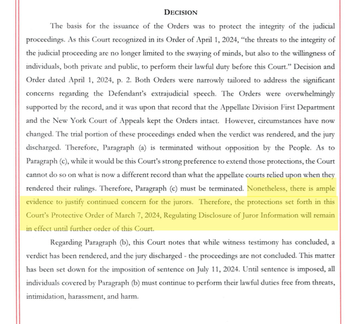 Except from Judge Merchan’s decision re jurors