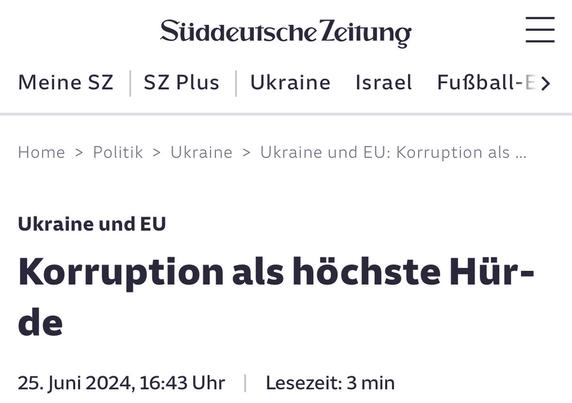 Die Sueddeutsche Zeitung titelt: Korruption als höchste Hürde