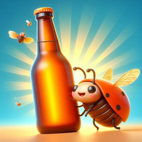 ①«Create by Bing Image Creator»
Orange male beetle being led by a larger brown beer bottle, cute illustration, adorable comic style, 3D digital art, Maya 3D, ZBrush Central 3D shading, bright color background, radial gradient background, dreamy, reimagined with industrial light and magic