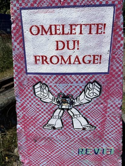 Stencil graffiti of Dexter in a mechbody