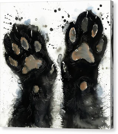 A watercolor painting of cats paws by Lisa S Baker.