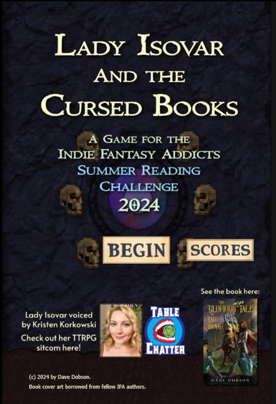 Title screen of Lady Isovar and the Cursed Books video game