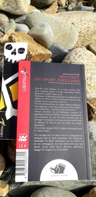 4ème de couverture du livre de René Moustard, "Militant du sport populaire". Éditions Libertalia. Couverture de Bruno Bartkowiak.