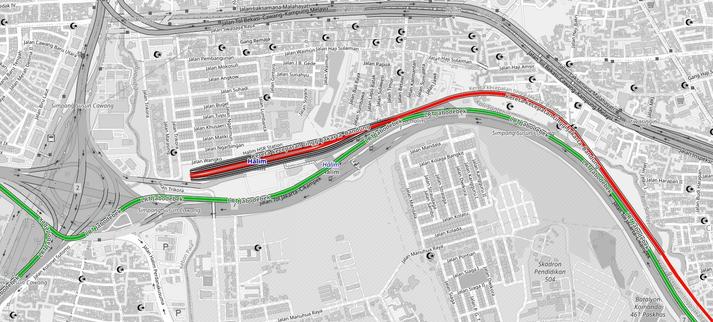 Screenshot Openrailwaymap mit der Halim Station - der Hochgeschwindigkeitsbahnhof für Jakarta
