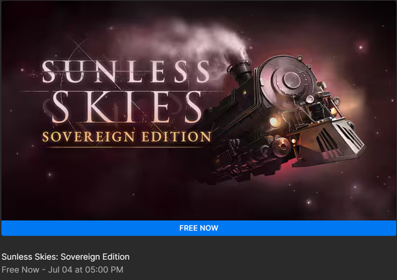 Store page with game artwork, a "free now" button and a note that it's free until July 4th.