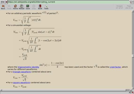 More equations for alternating current.