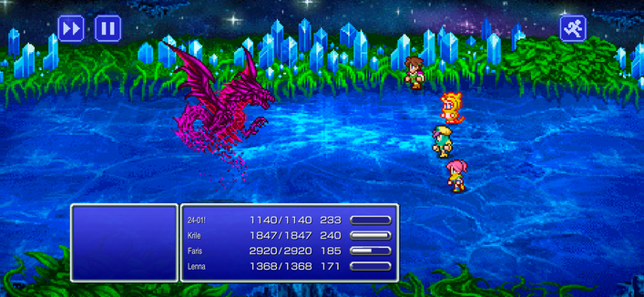 Berserker, Bard, Chemist, and Ninja defeating Shinryu