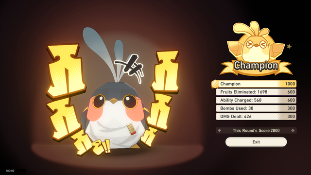 champion screen for the candy crush-like mini game / event on honkai star rail. context: i ranked first without losing even once, so my HP stayed full.