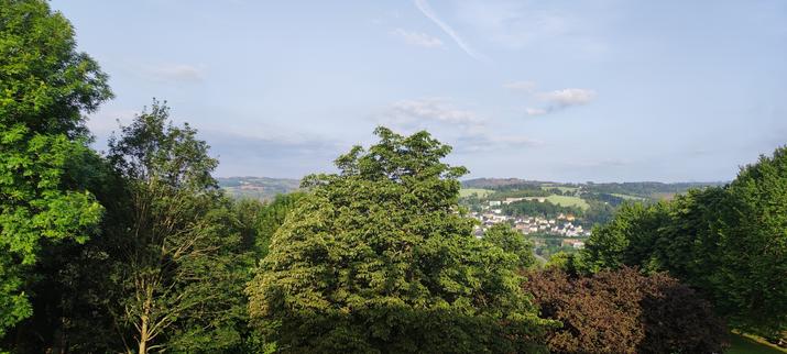 Blick Richtung Westen über den Thüringer Wald vom Hotel aus Blankenberg