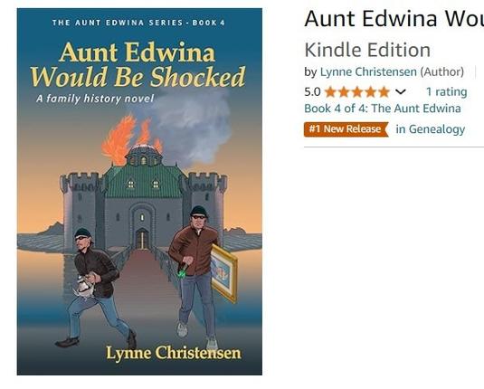 Cover of Aunt Edwina Would Be Shocked showing two thieves running away from burning castle as they carry stolen items.