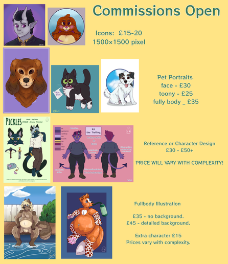 Commission price guide.